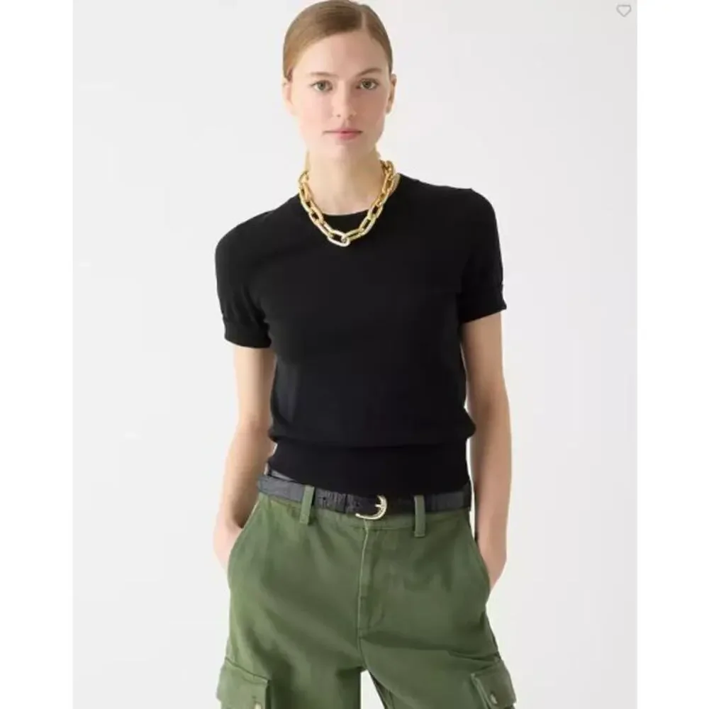 J. Crew Women's Shrunken TENCEL™ Lyocell-Blend T-Shirt BX481 Black Size S NWT - Picture 1 of 4